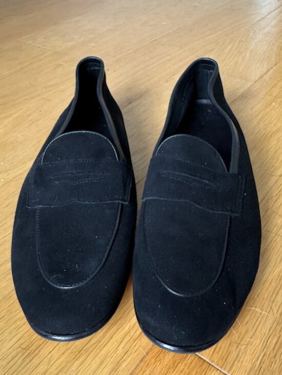BRAND NEW Suit Supply Black Suede Penny Loafer in Size 43 main image 4